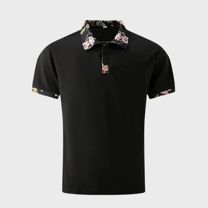 Koszulka polo męska z subtelny nadrukiem - Noah-Czarny-XS-Trend Polska