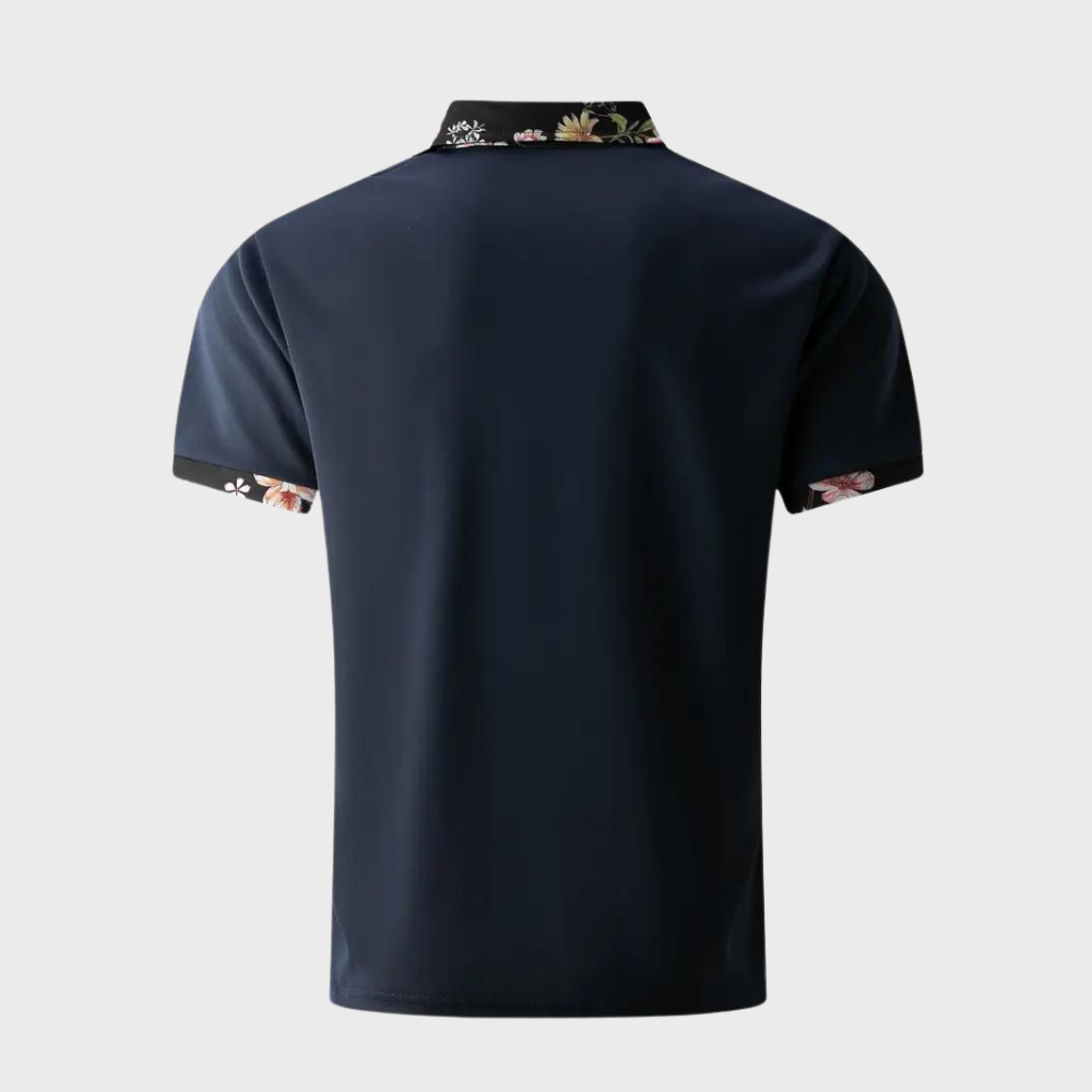 Koszulka polo męska z subtelny nadrukiem - Noah-Czarny-XS-Trend Polska