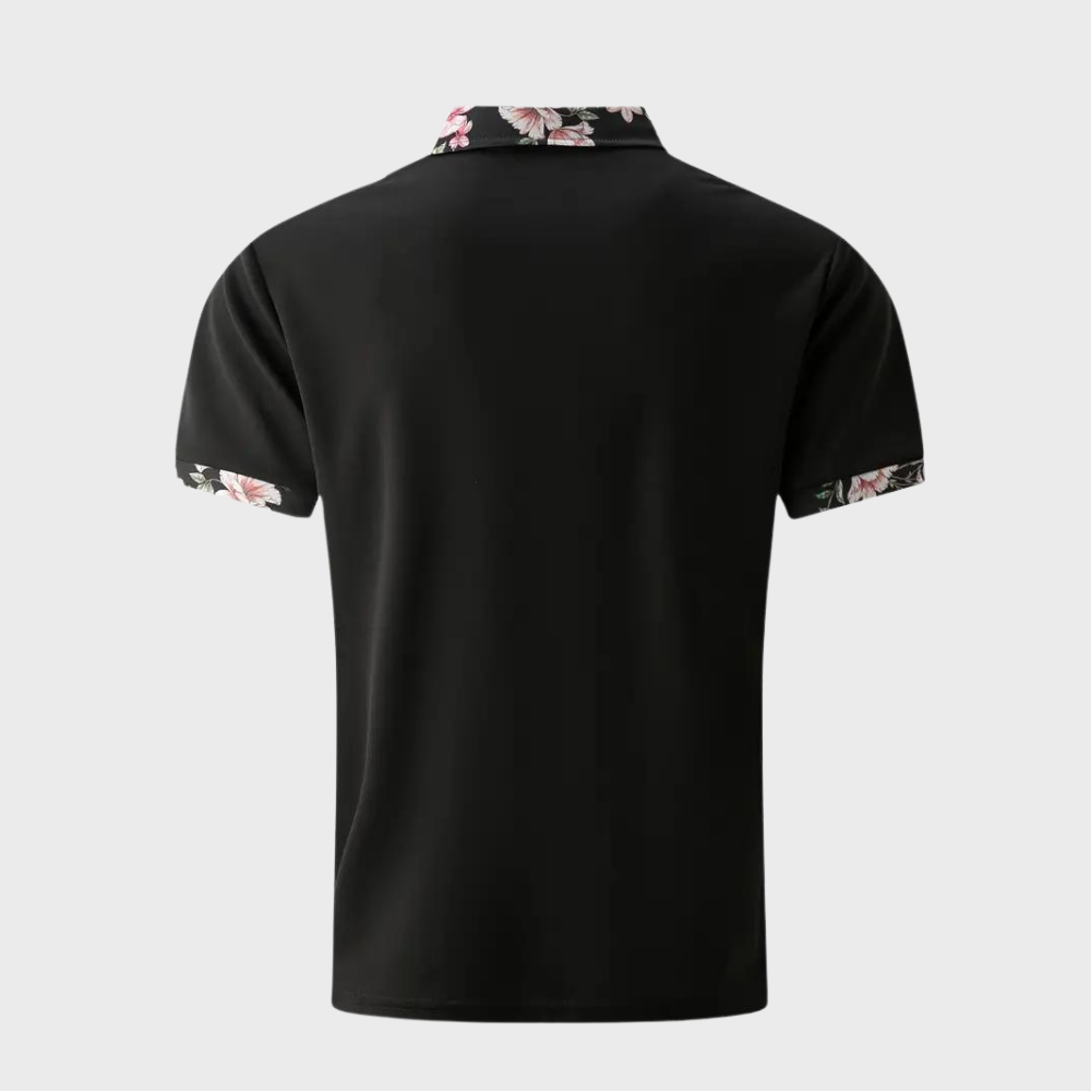 Koszulka polo męska z subtelny nadrukiem - Noah-Czarny-XS-Trend Polska