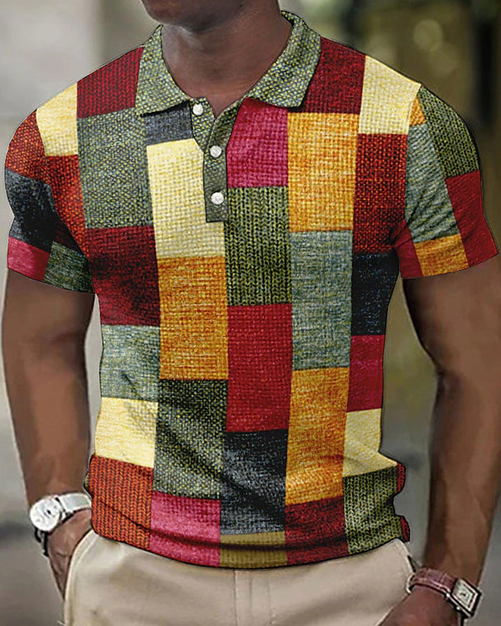 Koszulka polo w kratę z krótkim rękawem - Renaldo-Czerwony-S-Trend Polska