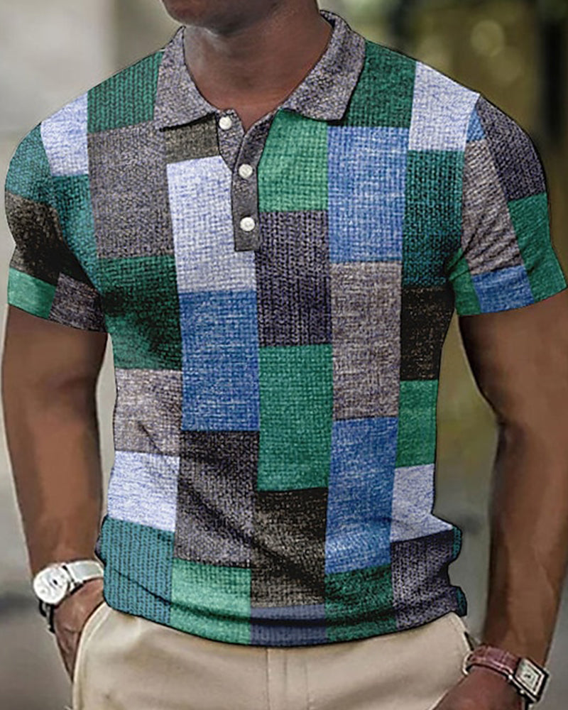 Koszulka polo w kratę z krótkim rękawem - Renaldo-Szary-S-Trend Polska