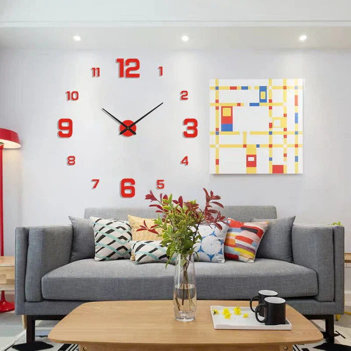 Kreatywne Zegar Ścienny - ArtTime-Liczby - Czerwony-60-100 cm-Trend Polska