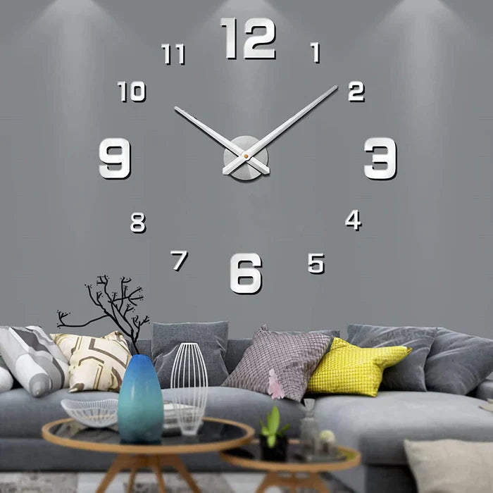 Kreatywne Zegar Ścienny - ArtTime-Liczby - Srebro-60-100 cm-Trend Polska