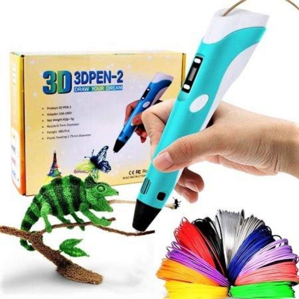 Kreatywny długopis 3D - DoodleForm-Niebieski + 20 sztuk kolorowego filamentu (50M)-Trend Polska