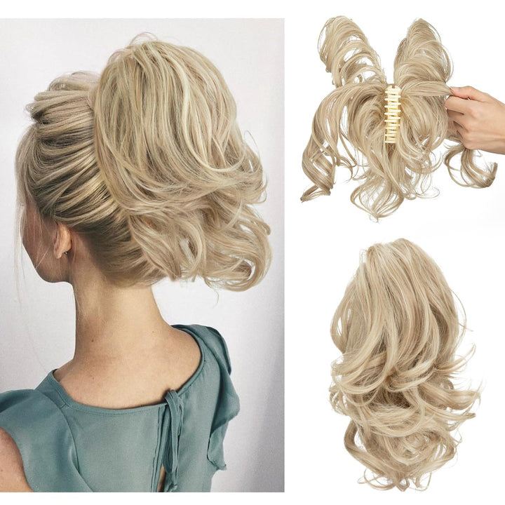 Kręcone przedłużenie włosów w kucyku – Mira-Blond-Trend Polska