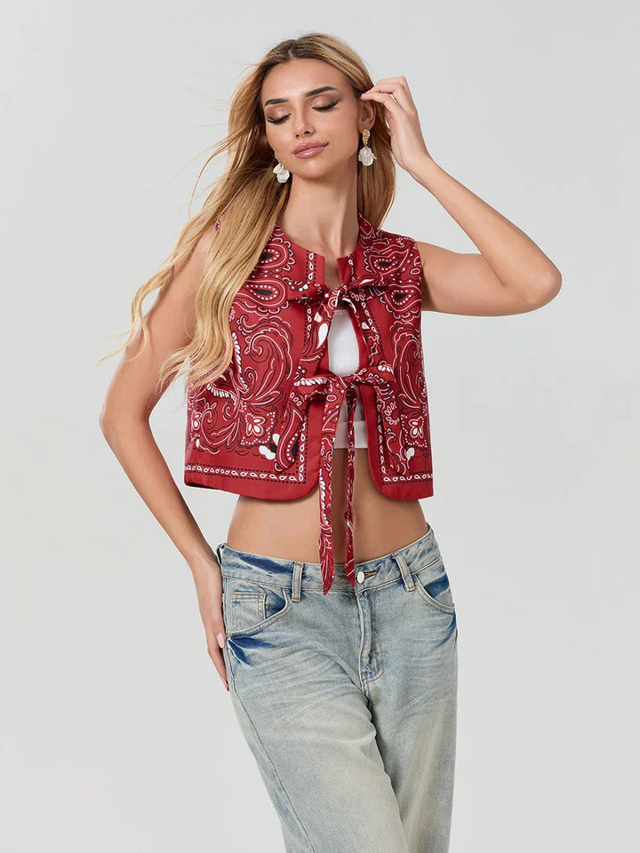 Krótki top typu bandana Y2K, wiązany, w stylu streetwear – Liora-S-Trend Polska