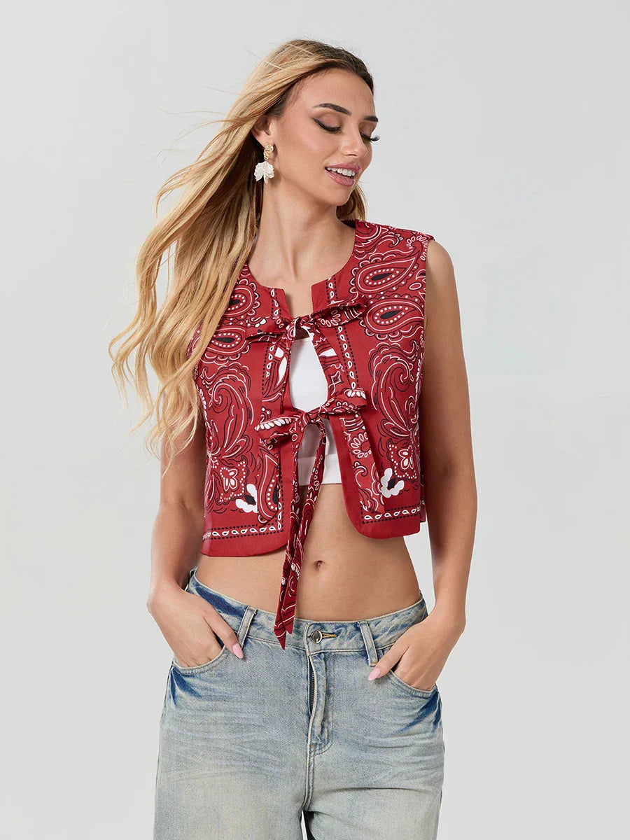 Krótki top typu bandana Y2K, wiązany, w stylu streetwear – Liora-S-Trend Polska