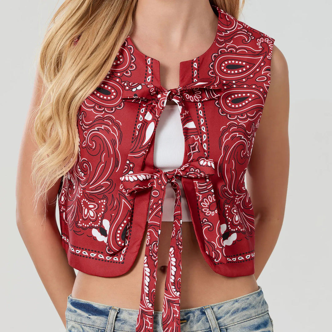 Krótki top typu bandana Y2K, wiązany, w stylu streetwear – Liora-S-Trend Polska