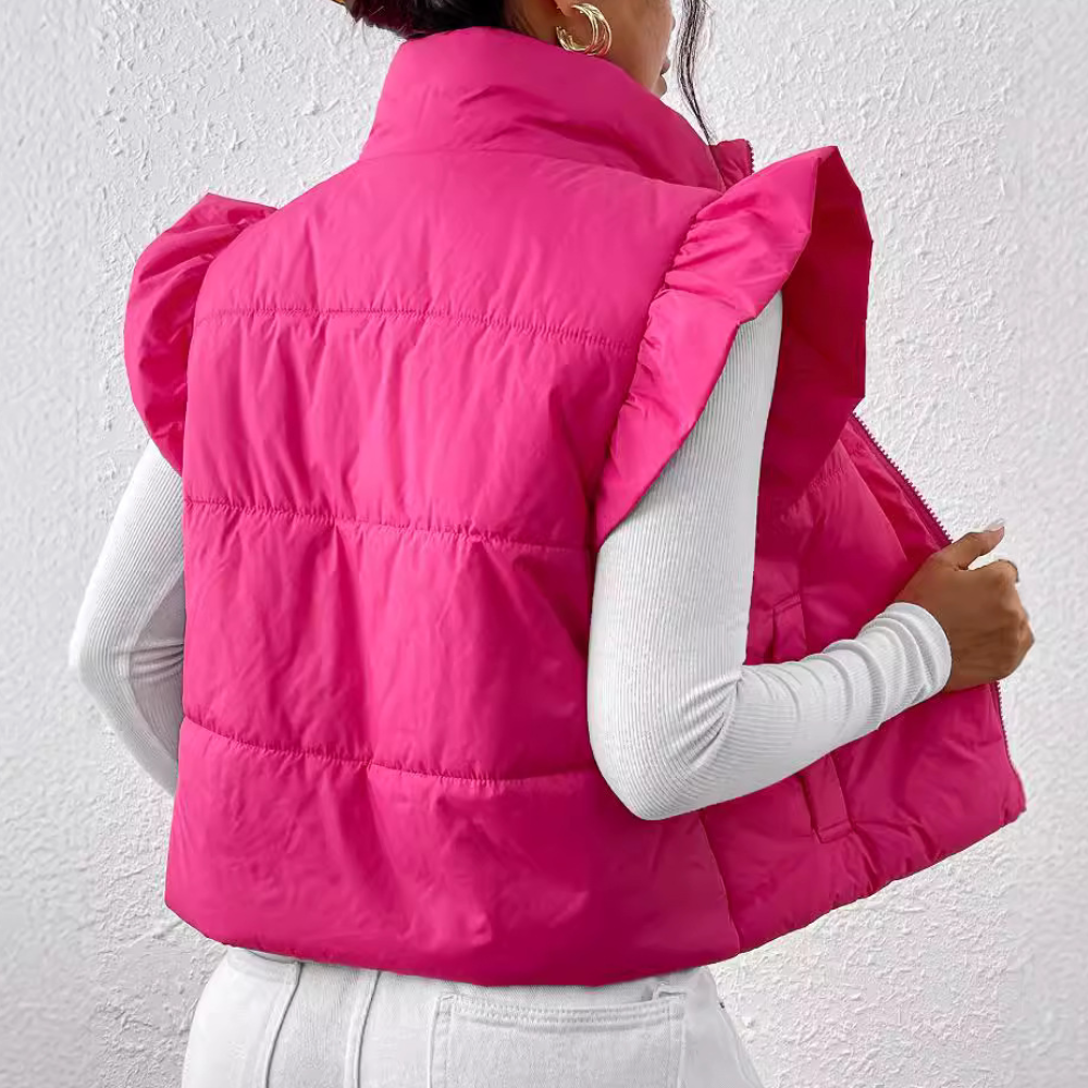 Krótkie pikowane damskie bodywarmer - Romy-Różowy-XS-Trend Polska
