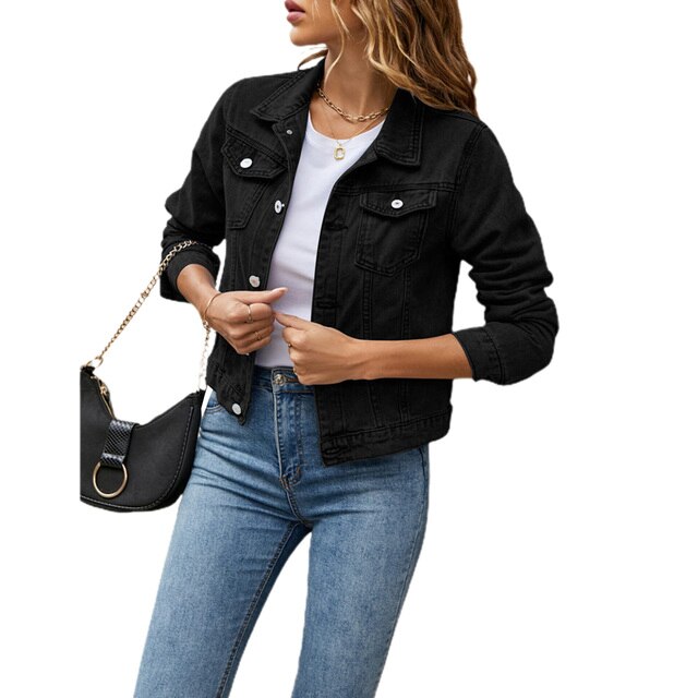 Kurtka Dżinsowa Damska Casual - Jade-Czarny-S-Trend Polska