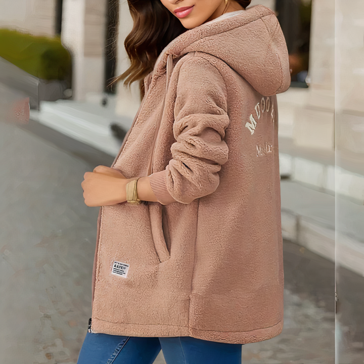 Kurtka polarowa damska z kapturem - Luna-Khaki-M-Trend Polska