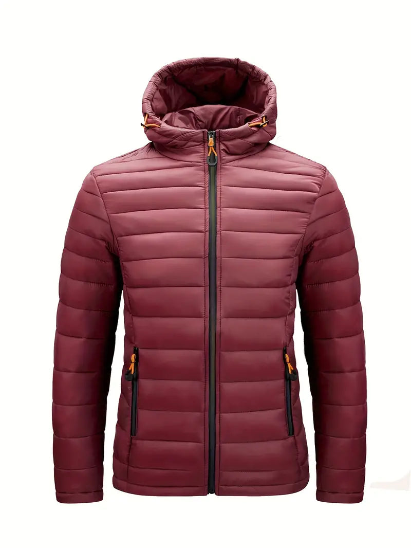 Kurtka zimowa damska puffer z kapturem - Arwen-Czerwony-S-Trend Polska