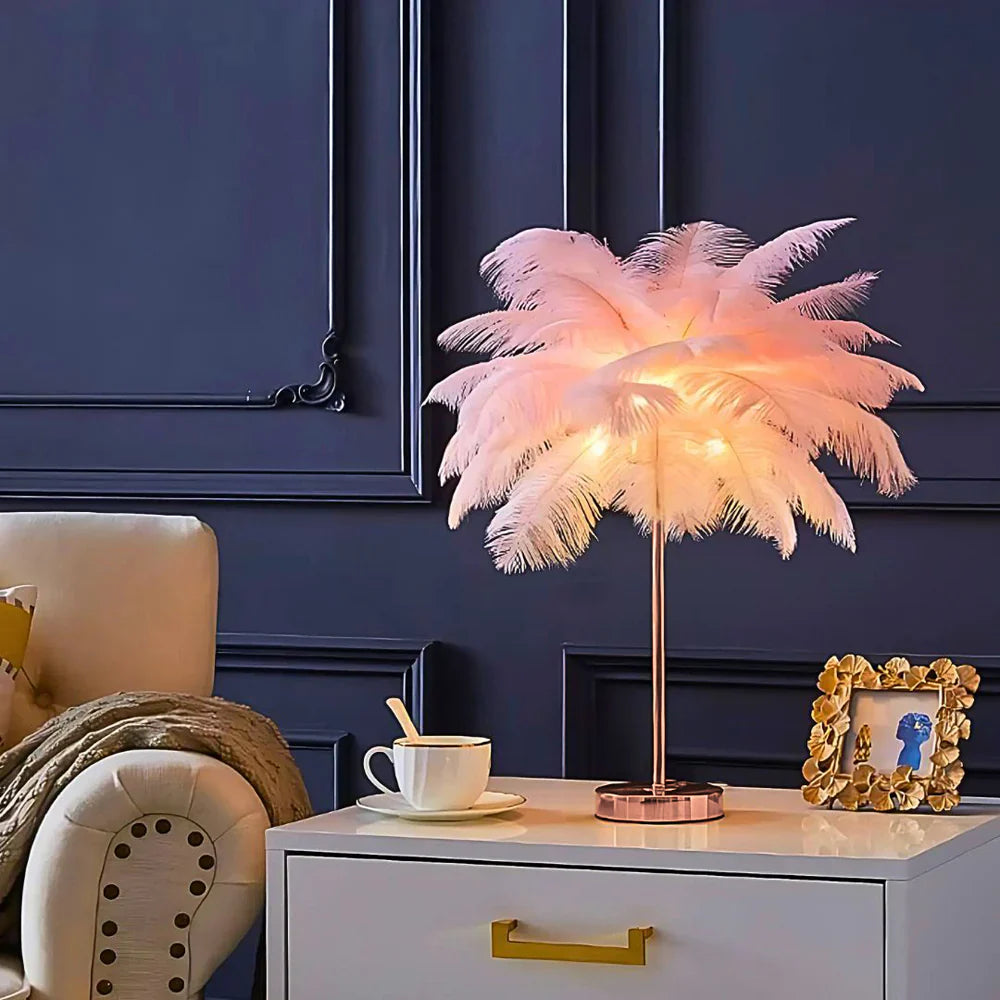 Lamp palmowa Veer w stylu LumaPalm-Biały-Różowe złoto-Trend Polska