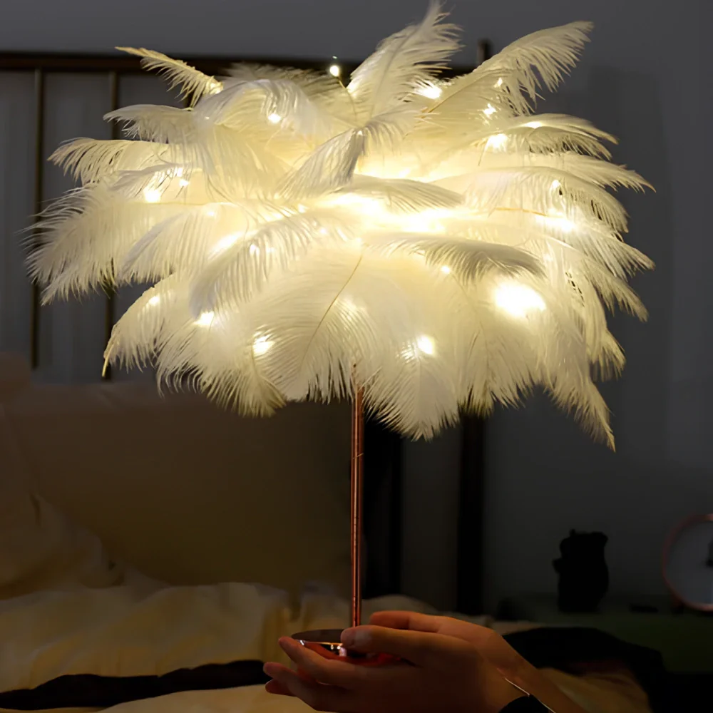 Lamp palmowa Veer w stylu LumaPalm-Biały-Różowe złoto-Trend Polska