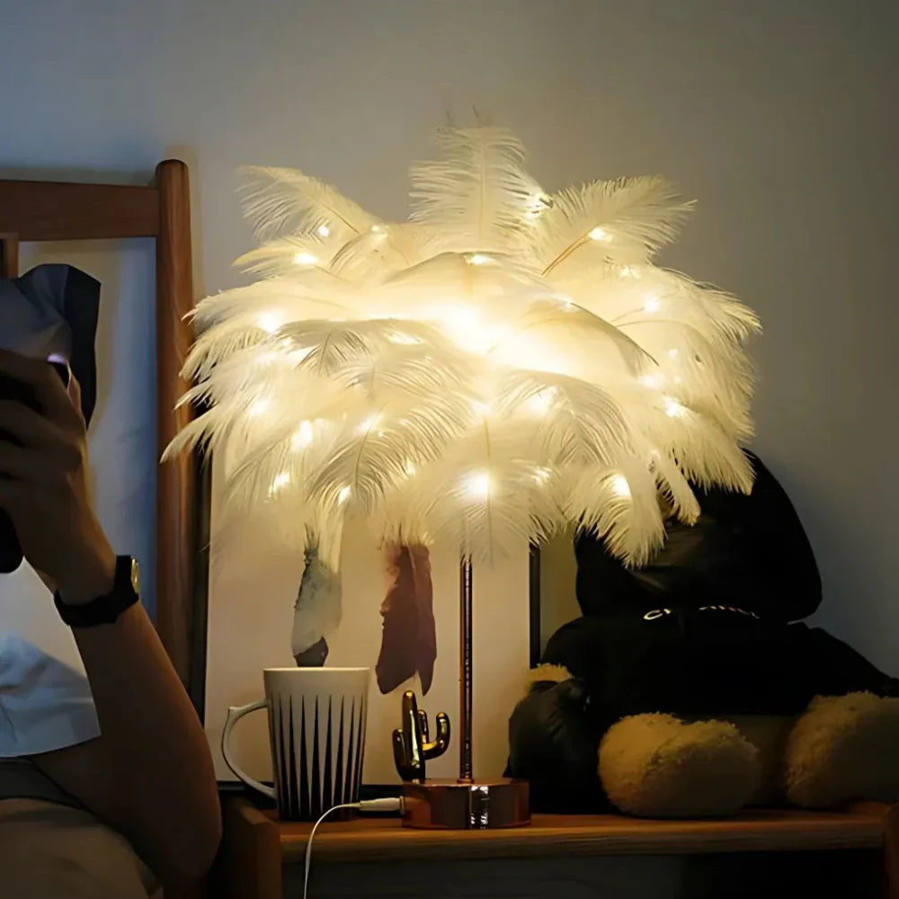 Lamp palmowa Veer w stylu LumaPalm-Biały-Różowe złoto-Trend Polska