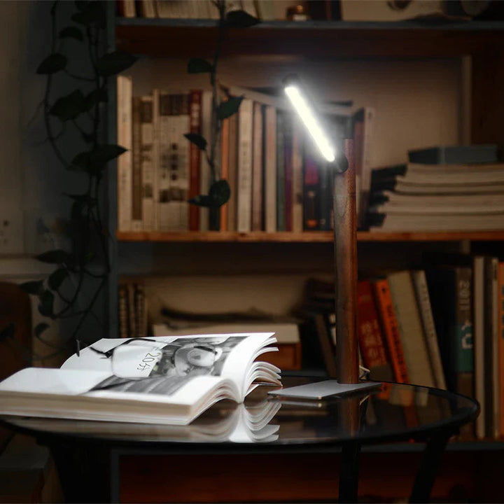 Lampa biurkowa LED z obrotową głowicą 360° - Flexura-Orzech włoski-Trend Polska
