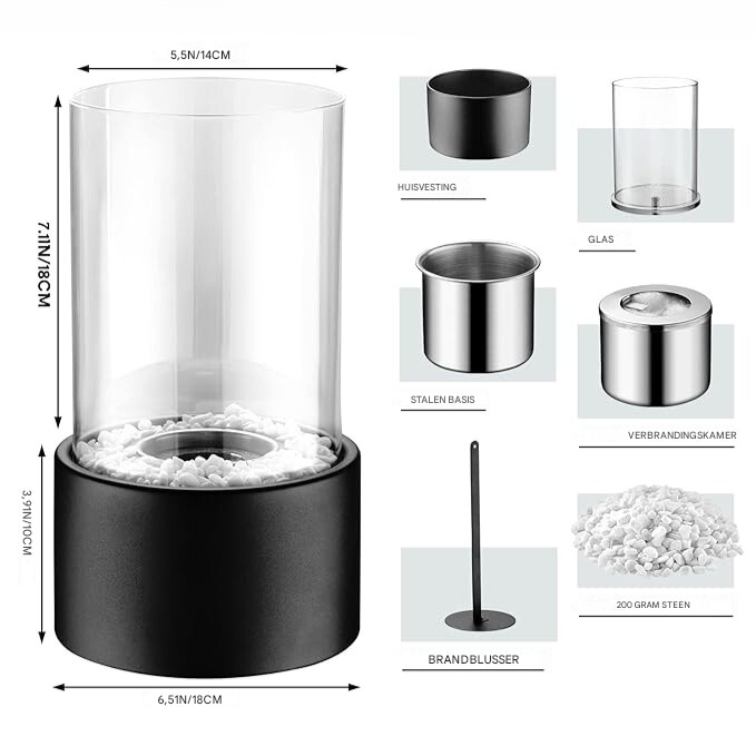 Lampa olejna klasyczna z otwartym płomieniem - Lumora-Czarny-Medium-Trend Polska