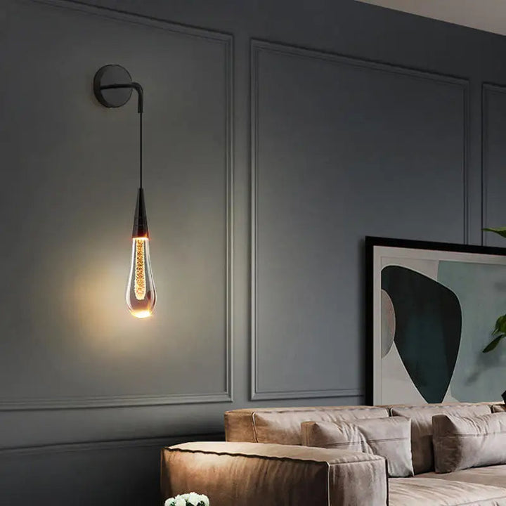 Lampa ścienna w kształcie kropli z ciepłym blaskiem - Solena-Czarny-Trend Polska