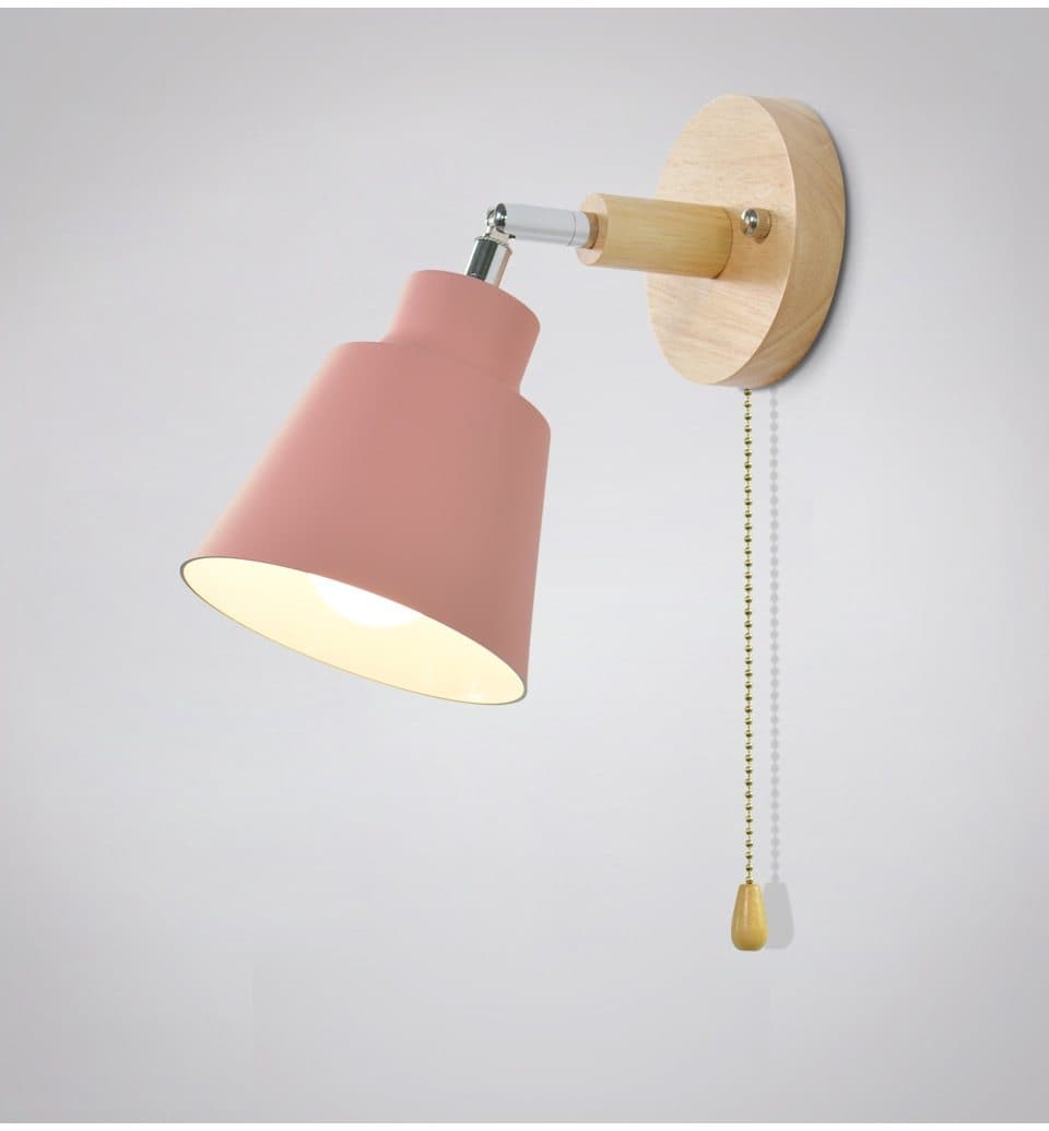 Lampa ścienna z przełącznikiem pociągowym - TwistGlow-Różowy-Z przełącznikiem ciągu-Trend Polska