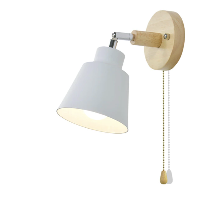 Lampa ścienna z przełącznikiem pociągowym - TwistGlow-Biały-Z przełącznikiem ciągu-Trend Polska