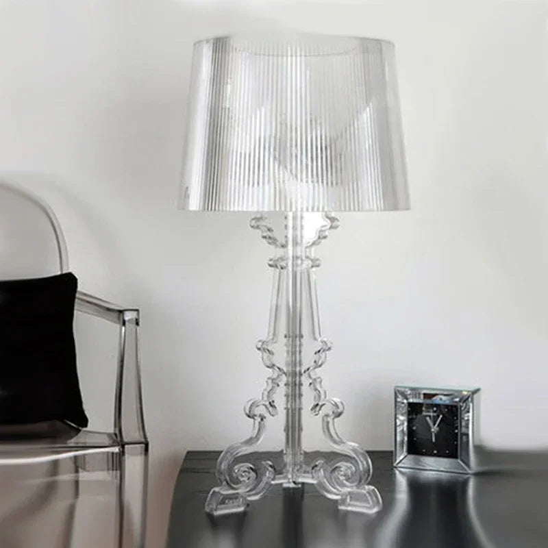 Lampa stołowa Bourgie z regulowaną wysokością - Zarie-Biały-H48 x D24cm-Trend Polska