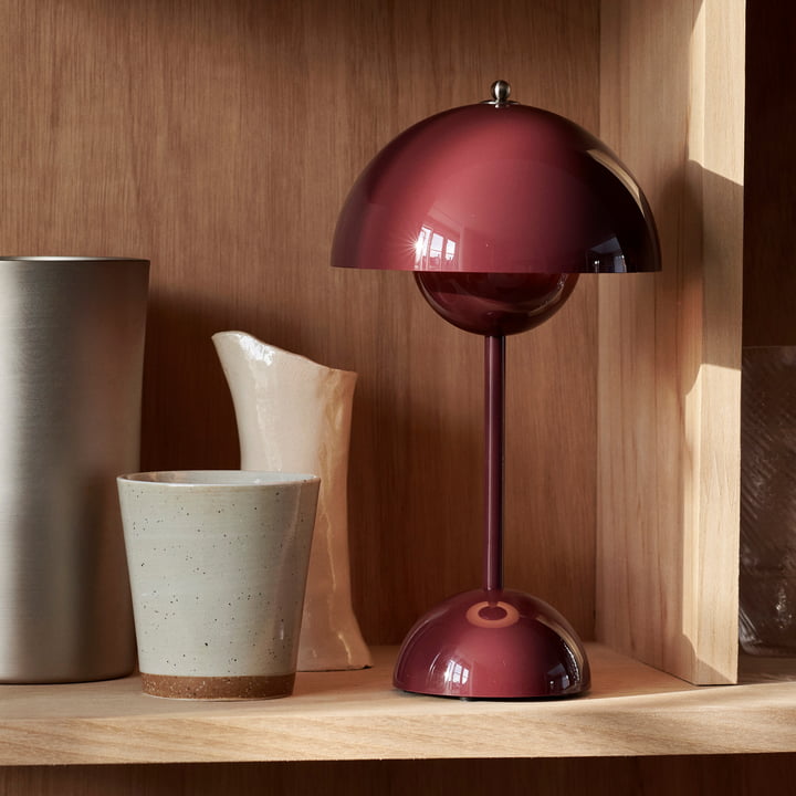 Lampa stołowa LED - MoonGlow-Bordeaux czerwony-Trend Polska