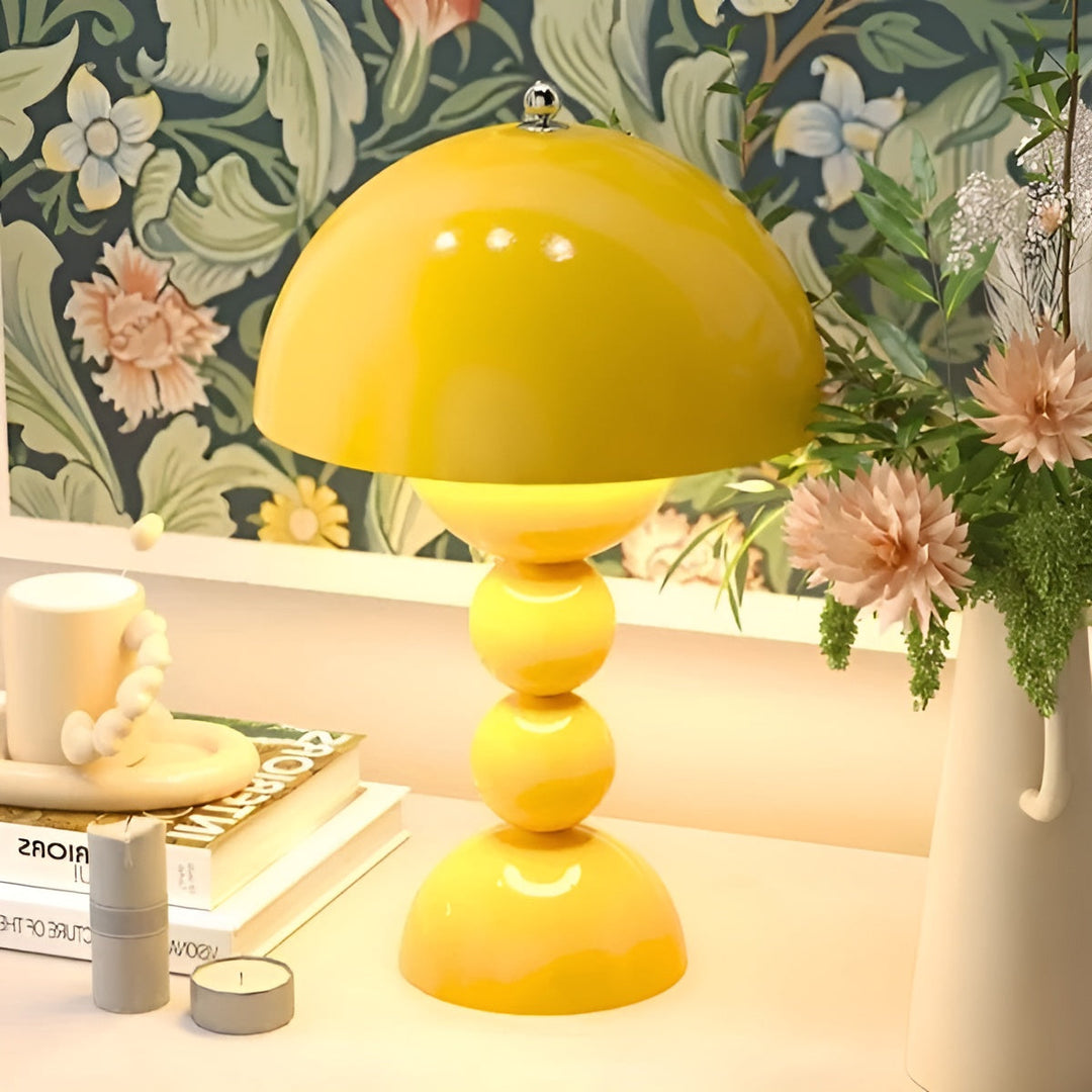 Lampa stołowa w stylu skandynawskim - FloraGlow-Żółty-Trend Polska