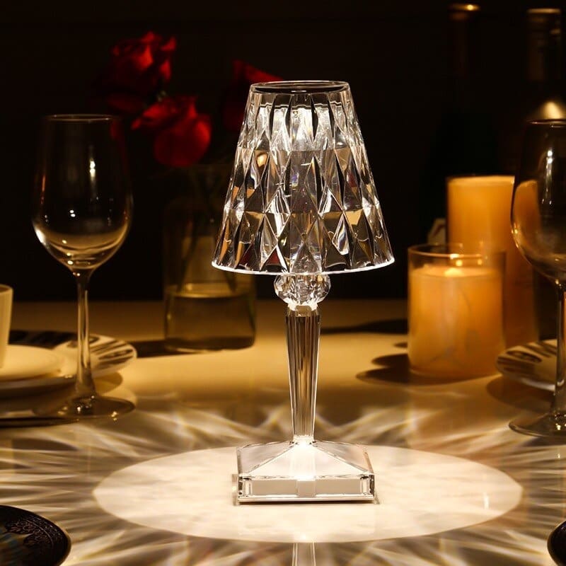 Lampa stołowa z kryształami akrylowymi - LuxeGlow-Trend Polska