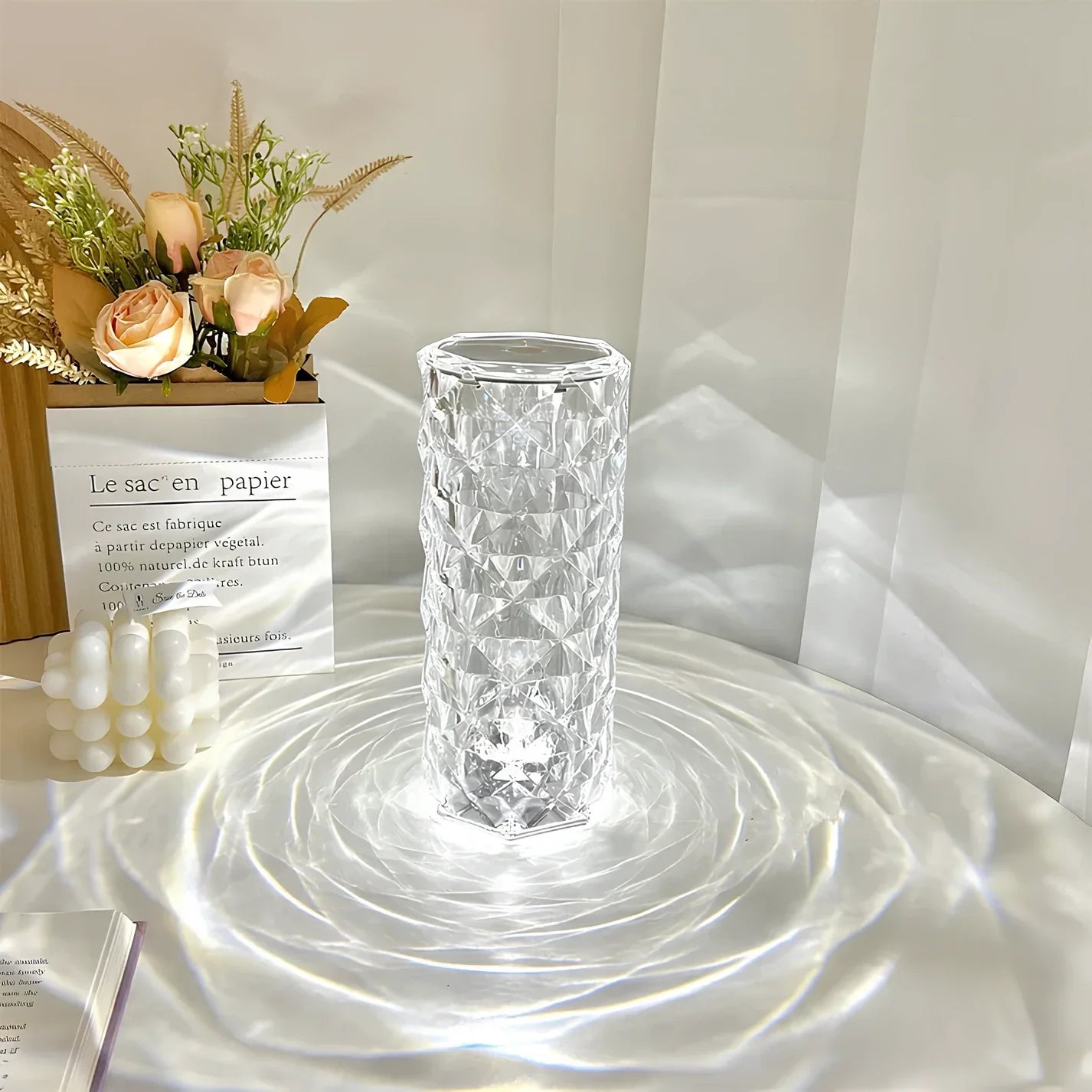 Lampa stołowa z kryształami z dotykowym sterowaniem - Aurora-Trend Polska