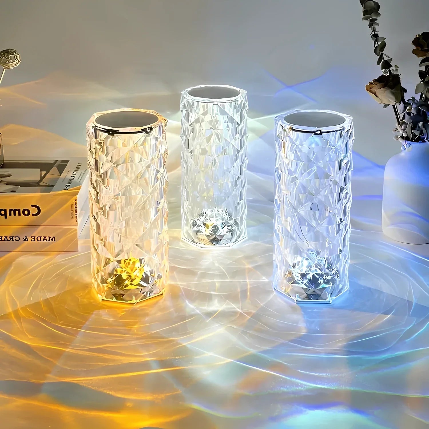 Lampa stołowa z kryształami z dotykowym sterowaniem - Aurora-Trend Polska