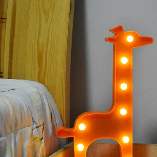 Lampa stołowa z motywem zwierząt - WildGlow-Giraffe pomarańczowa-Trend Polska