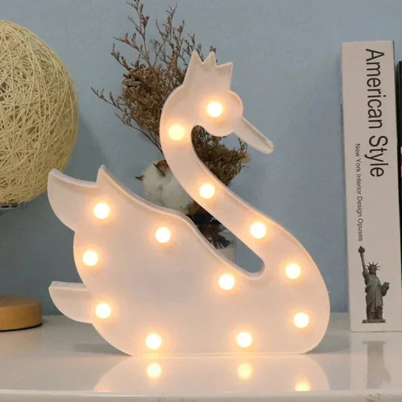 Lampa stołowa z motywem zwierząt - WildGlow-Łabędź Biały-Trend Polska