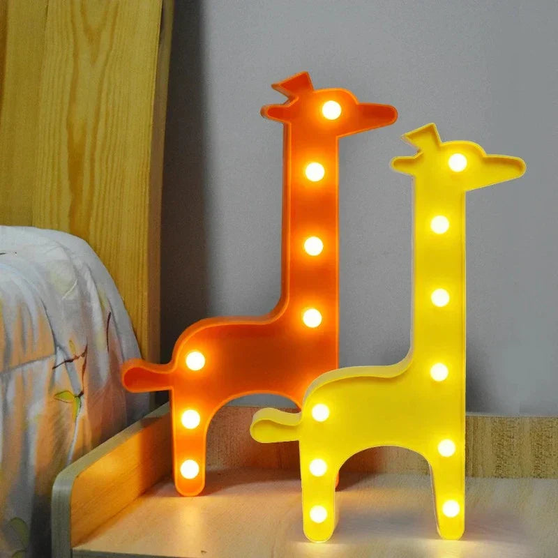 Lampa stołowa z motywem zwierząt - WildGlow-Giraffe pomarańczowa-Trend Polska