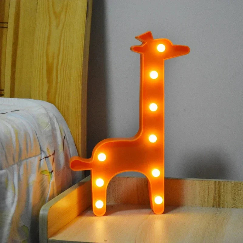 Lampa stołowa z motywem zwierząt - WildGlow-Giraffe pomarańczowa-Trend Polska