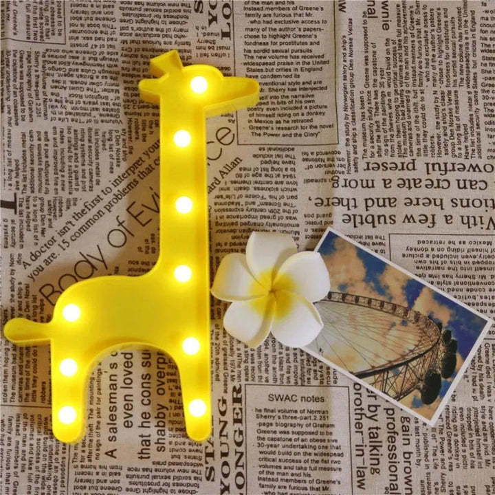 Lampa stołowa z motywem zwierząt - WildGlow-Giraffe pomarańczowa-Trend Polska