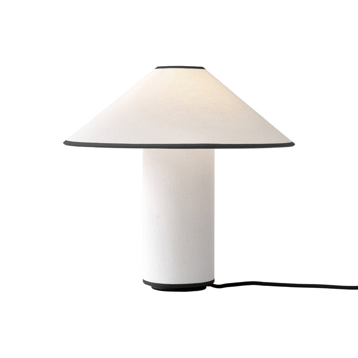 Lampa stołowa z tkaninowym kloszem – Lunara-Czarny+Biały-Trend Polska