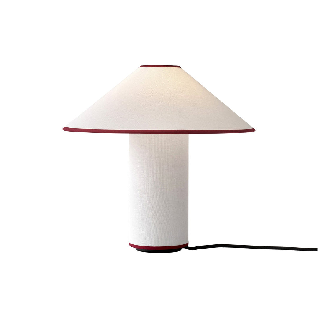 Lampa stołowa z tkaninowym kloszem – Lunara-Czerwony + Biały-Trend Polska