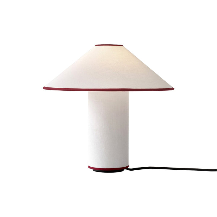 Lampa stołowa z tkaninowym kloszem – Lunara-Czerwony + Biały-Trend Polska