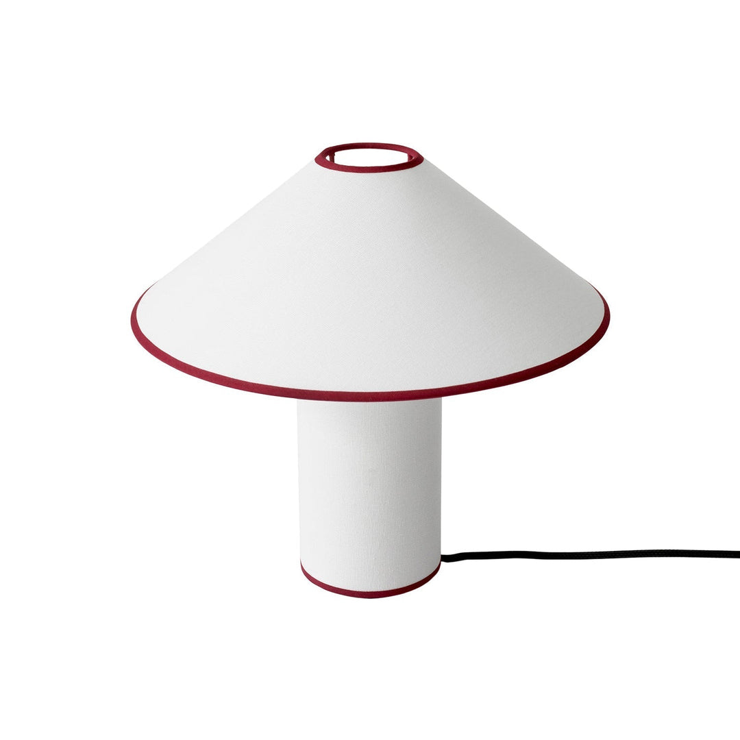 Lampa stołowa z tkaninowym kloszem – Lunara-Czerwony + Biały-Trend Polska