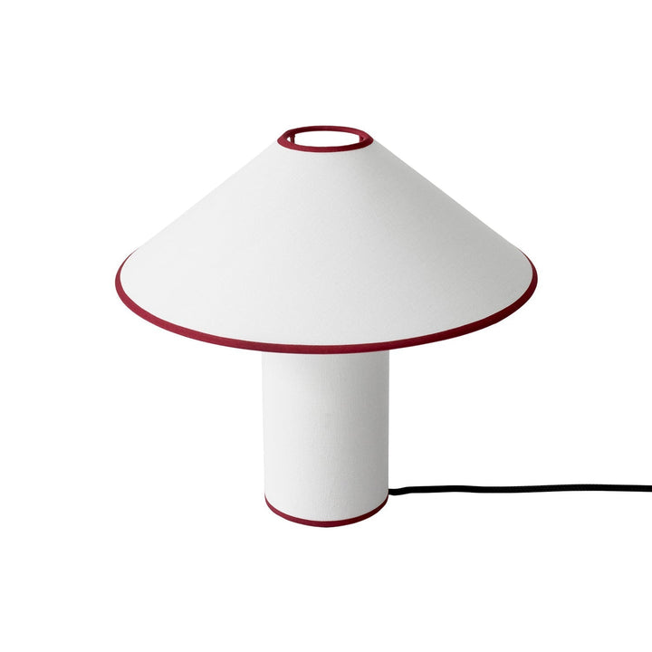 Lampa stołowa z tkaninowym kloszem – Lunara-Czerwony + Biały-Trend Polska