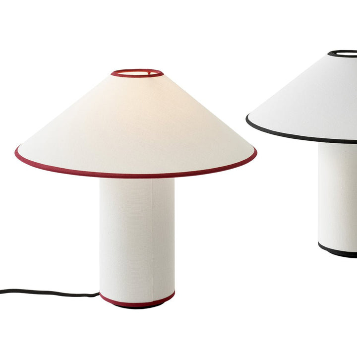 Lampa stołowa z tkaninowym kloszem – Lunara-Czerwony + Biały-Trend Polska