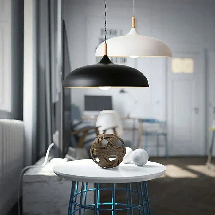 Lampa sufitowa w skandynawskim dębie - ScandiLuxe-Czarny-Ciepły dowcip-dia35cm X h23cm-Trend Polska
