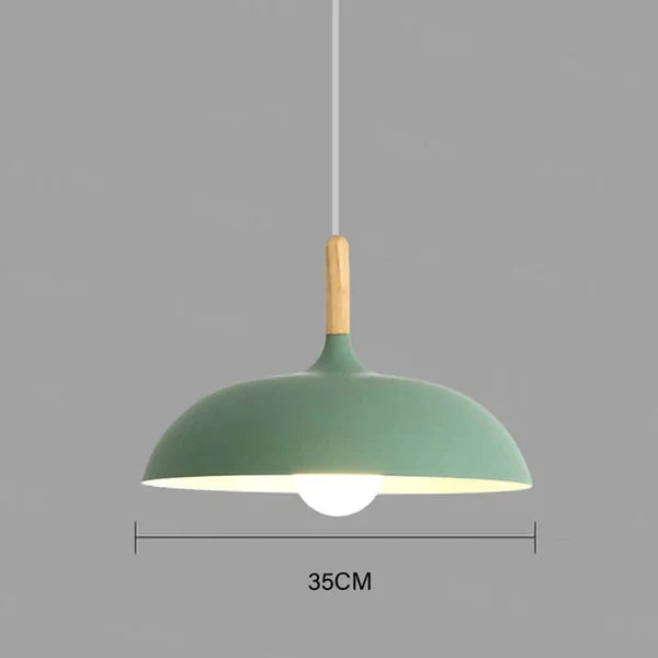 Lampa sufitowa w skandynawskim dębie - ScandiLuxe-Zielony-Ciepły dowcip-dia35cm X h23cm-Trend Polska