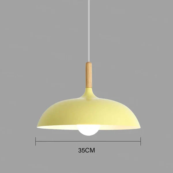 Lampa sufitowa w skandynawskim dębie - ScandiLuxe-Żółty-Ciepły dowcip-dia35cm X h23cm-Trend Polska