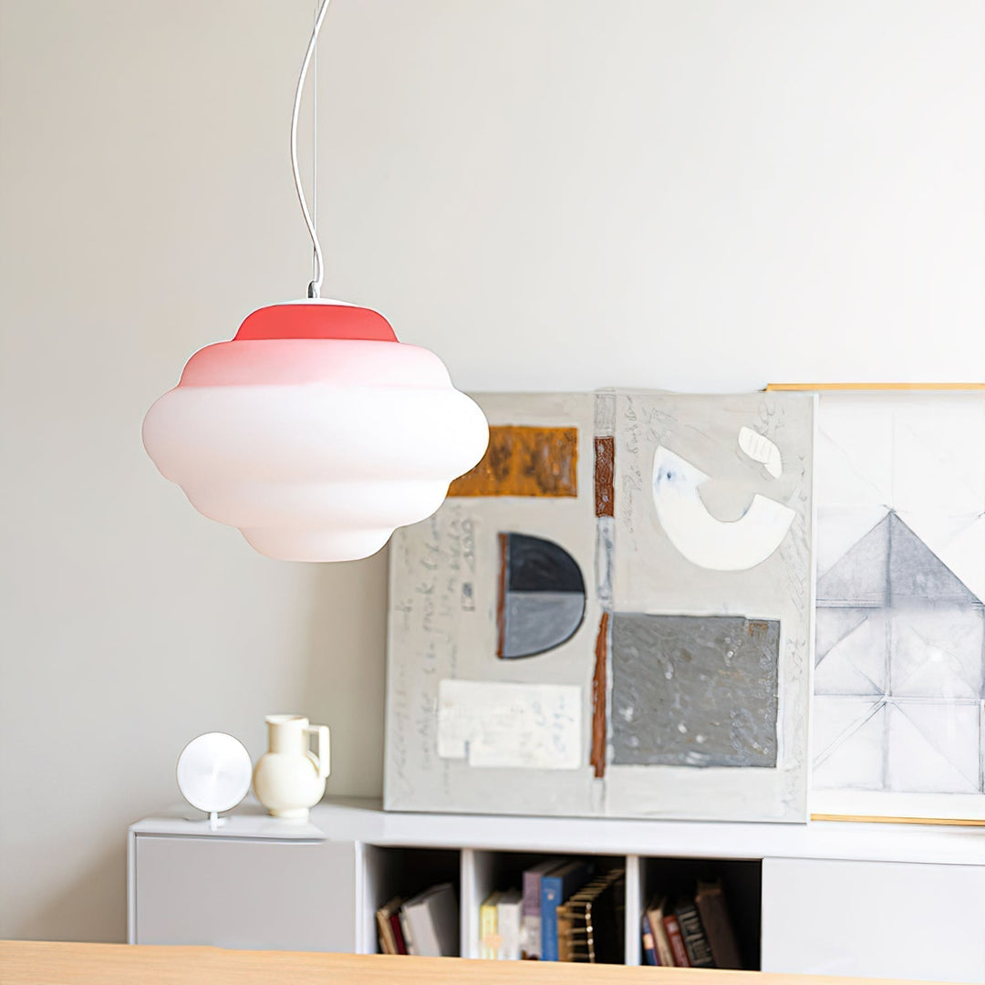 Lampa wisząca z gradientem i miękkim rozproszeniem światła - Aérola-Czerwony-Trend Polska