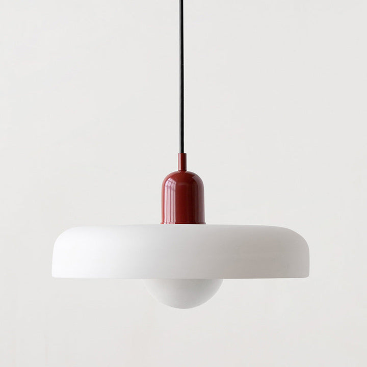 Lampa wisząca z kolorowego szkła - BauLume-Biały-Czerwony-25 x 18 cm-Trend Polska