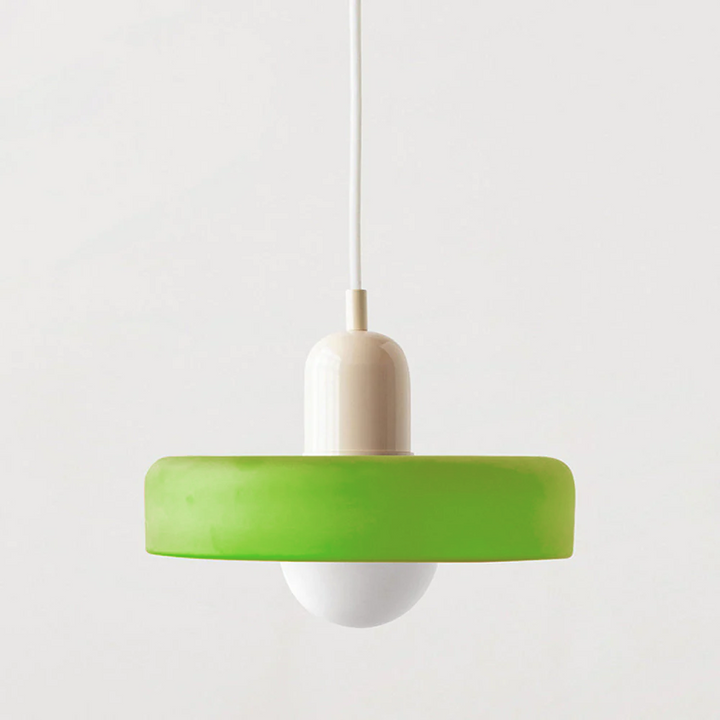 Lampa wisząca z kolorowego szkła - BauLume-Izzy zielony-Beżowy-25 x 18 cm-Trend Polska