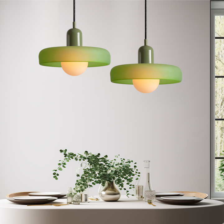 Lampa wisząca z kolorowego szkła - BauLume-Izzy zielony-Zielony-25 x 18 cm-Trend Polska