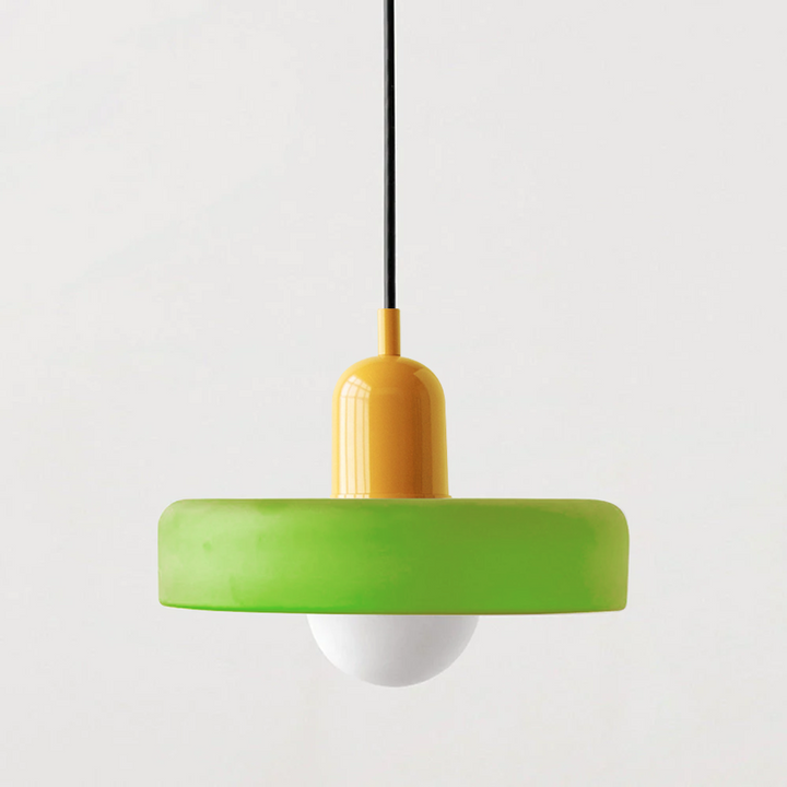 Lampa wisząca z kolorowego szkła - BauLume-Izzy zielony-Żółty-25 x 18 cm-Trend Polska