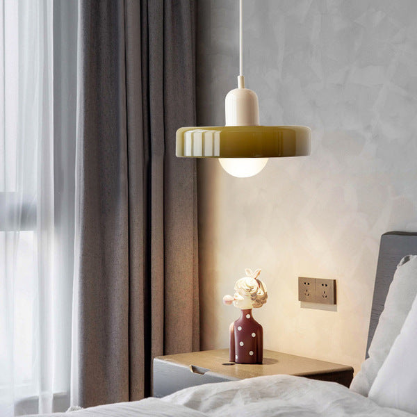 Lampa wisząca z kolorowego szkła - BauLume-Zielony-Czerwony-25 x 18 cm-Trend Polska